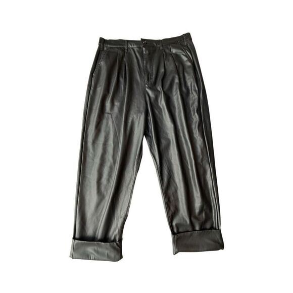 Pistola Slate Black Faux Leather Kellin Pleated Trouser - Picture 5 of 7